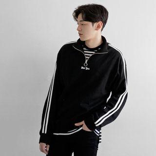 Contrasted-stripe Sleeve Anorak Sweatshirt