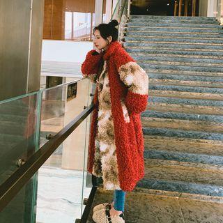 Print Tie-waist Fleece Coat