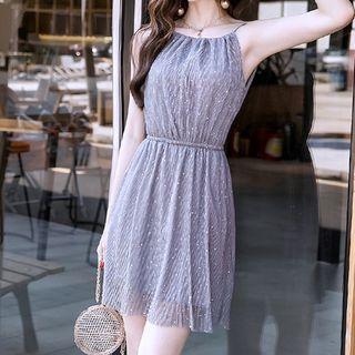 Spaghetti Strap Sequined A-line Mini Dress