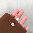 Alloy Heart Rhinestone Dangle Earring 1 Pair - Earrings - S925 Silver - White - One Size