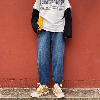 Drawstring-hem Harem Jeans