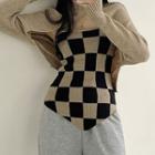 Set: Cropped Sweater + Checkerboard Camisole Top
