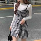 Knit Top / Spaghetti Strap Houndstooth Dress