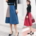 Contrast Panel Midi A-line Skirt