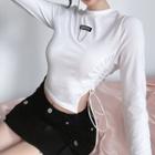 High Waist Lettering Lace-up T-shirt