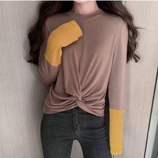 Long-sleeve Paneled Twisted T-shirt