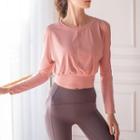 Cold-shoulder Cropped Sports T-shirt