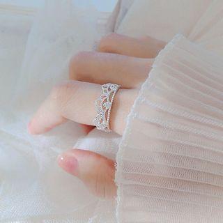 Rhinestone Crown Ring White - One Size