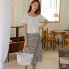 Shirred-detail Midi Floral Skirt
