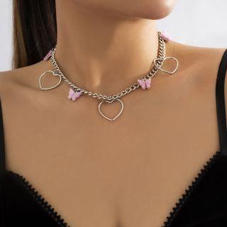 Butterfly Hoop Alloy Choker 5102 - Silver - One Size
