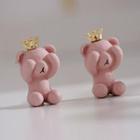 Crown Bear Alloy Earring 1 Pair - Pink - One Size
