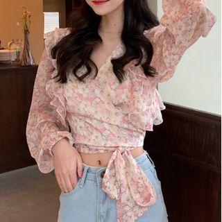 Floral Print Blouse White Floral - Pink - One Size