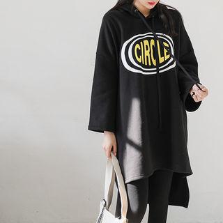 Lettering Dip-back Hoodie Dress