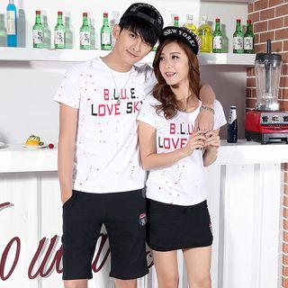 Family Set : Letter Short-sleeve T-shirt + Shorts