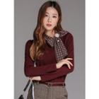 Inset Patterned Scarf T-shirt