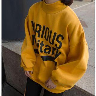Mock Neck Lettering Sweatshirt