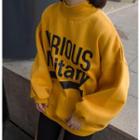 Mock Neck Lettering Sweatshirt