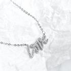 925 Sterling Silver Rhinestone Love Pendant Necklace 925 Silver - As Shown In Figure - One Size