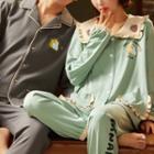 Loungewear Set : Couple Matching Print Long-sleeve Top + Pants