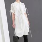Plain Stand-collar Short-sleeve Shirtdress