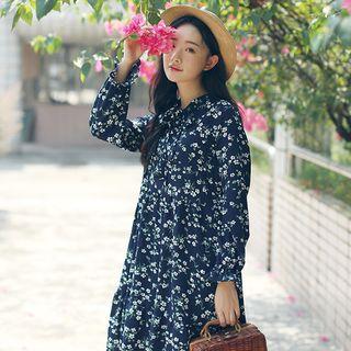 Bell-sleeve Floral Dress