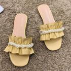 Beaded Ruffle Slide Sandals