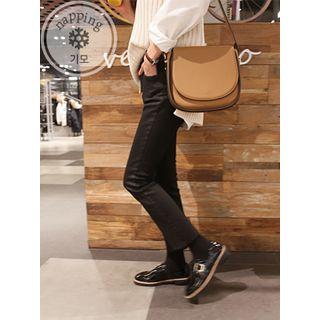 Coated Brushed Fleece-lined Straight-cut Pants