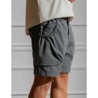 Patch-pocket Shirred-trim Shorts
