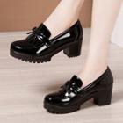Bow Platform Block Heel Loafers