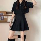Short-sleeve Crop Shirt / Mini Skirt