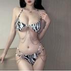 Zebra Print Chained Bikini