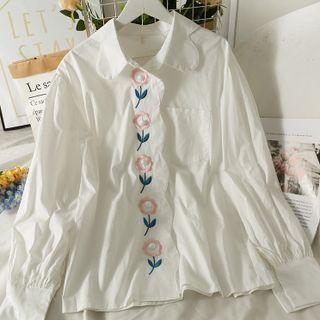 Details Embroidered Loose Shirt