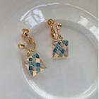 Color Block Square Drop Earring / Clip-on Earring