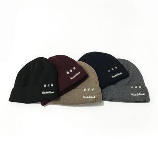 Lettering Embroidered Knit Beanie