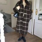 Plaid Midi Duffle Coat Plaid - Gray - One Size