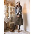 Quilted A-line Skirt Brown - One Size