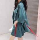 Set: Camisole Top + Plain Shorts + 3/4-sleeve Blazer