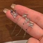 Butterfly Asymmetrical Rhinestone Alloy Fringed Earring 1 Pair - Silver - One Size