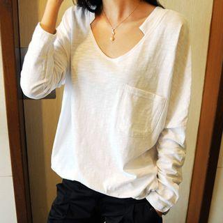Long-sleeve Single-pocket T-shirt