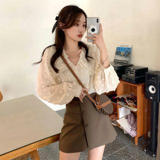 Dotted Collared Blouse / Skort
