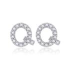 Simple And Fashion Letter Q Cubic Zircon Stud Earrings Silver - One Size