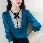 Lace Panel Ribbon Blouse