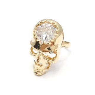 Skull Rhinestone Ring Gold - One Size