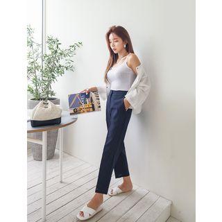 Plus Size Pinstripe Straight-cut Dress Pants