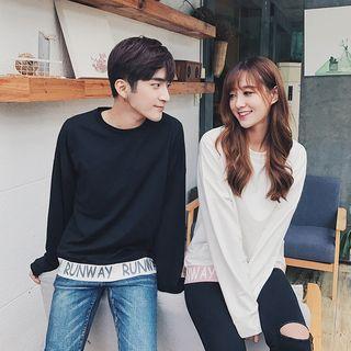 Couple Matching Lettering Hem T-shirt