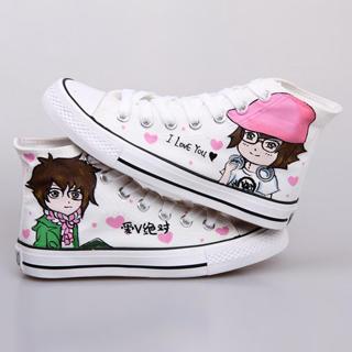 High-top Painted Canvas Sneakers