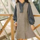 Sleeveless A-line Dress / Tie Neck Blouse