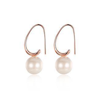 Simple Plated Rose Gold Water Drop Pearl Earrings Rose Gold - One Size