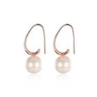 Simple Plated Rose Gold Water Drop Pearl Earrings Rose Gold - One Size