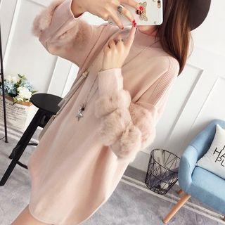 Faux Fur Trim Knit Tunic